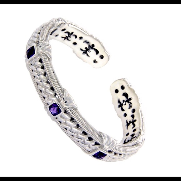 Judith Ripka Sterling/Amethyst Cuff Bracelet - Picture 2 of 3